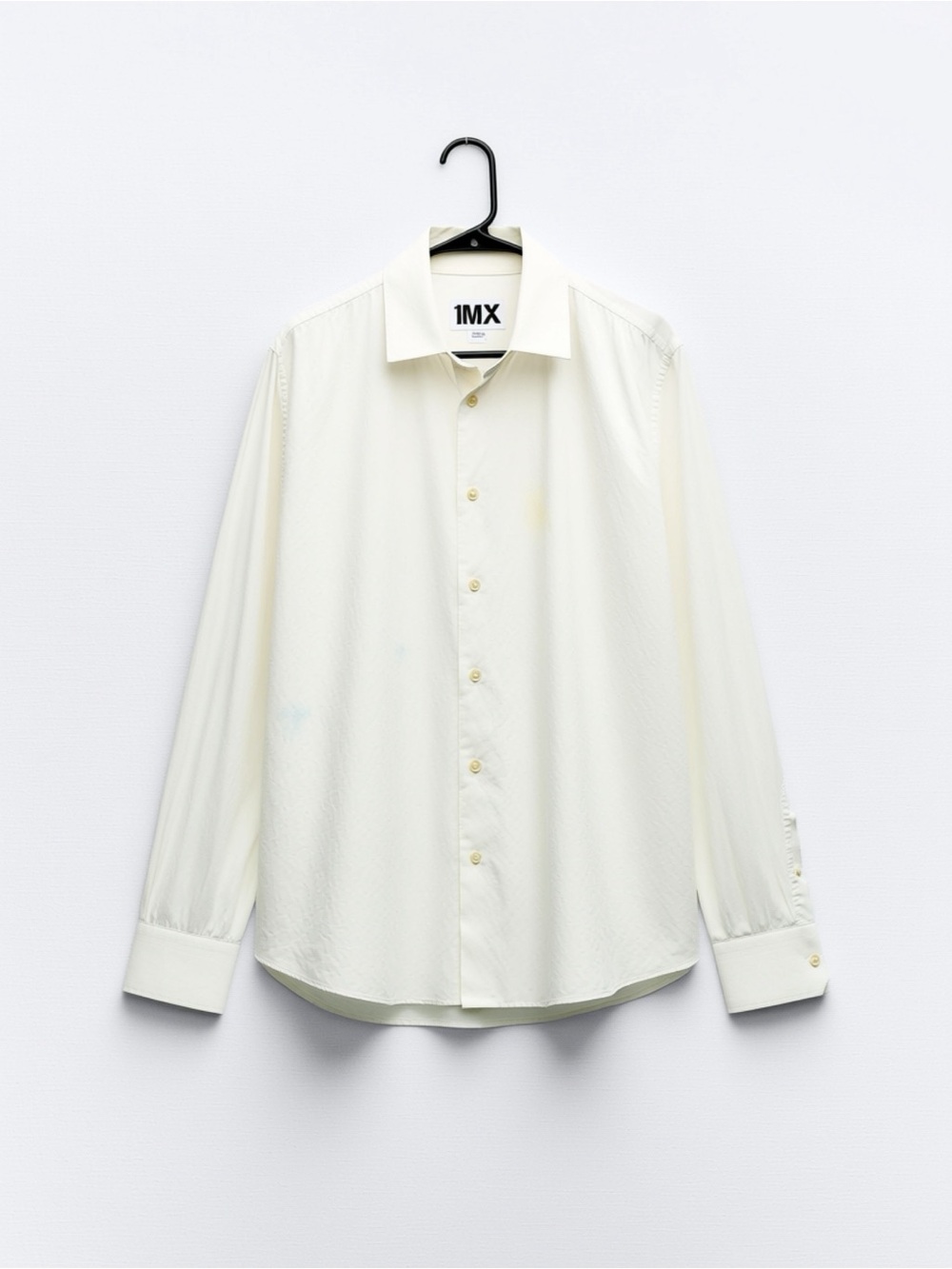 1MX Press - express brand -Men's Off White Dress Shirt - Classic Long Sleeve - M
